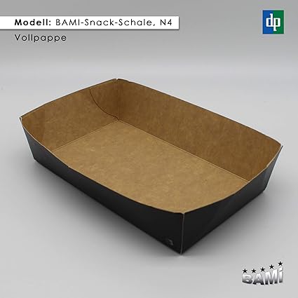 BAMI EINWEGARTIKEL Snackschale Pommesschale Pappschale Papier Schale Fingerfood Einwegschale Schwarz Verschiedene Größen (N4 