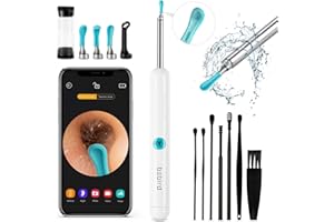 YUMIKA Ear Wax Removal Tool Camera, FSA & HSA Eligible, R1 Upgraded Anti-Fall Off Eartips Ear Cleaner, Wireless Otoscope with 1080P Waterproof Ear Camera, Earwax Removal Kit for iPhone, Android, White