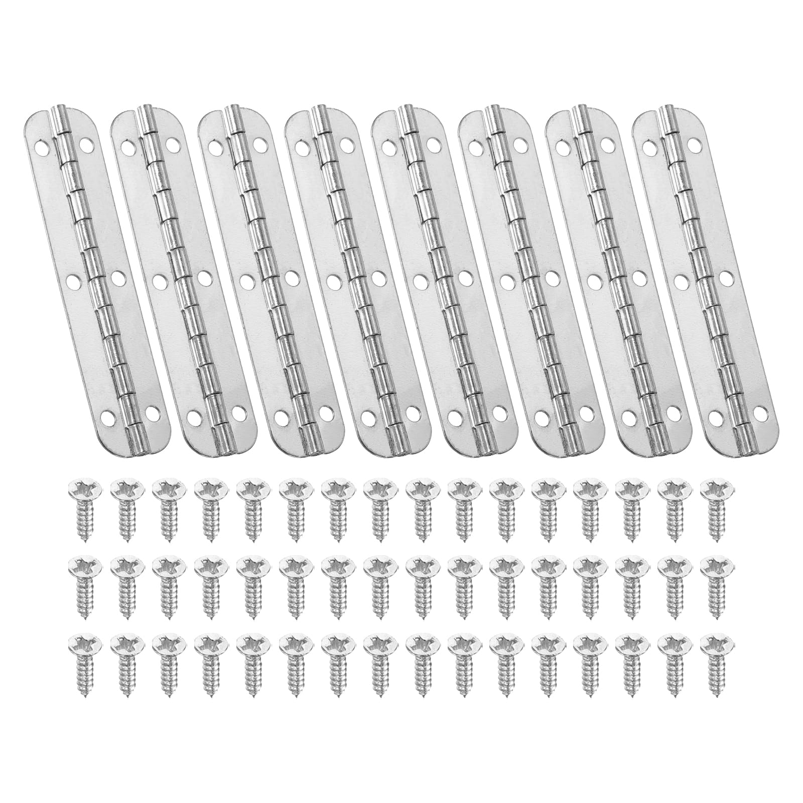 PATIKIL Small Piano Hinge 2.6" x 0.6", 8 Pack Mini 180-Degree Jewelry Box Hinges with Screw for Jewellery Wooden Boxes, Silver