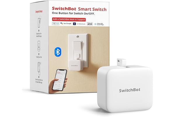 Switchbot Smart Switch Button Pusher (Bluetooth) – Fingerbot for Rocker Switch/One-Way Buttons, App Timer Control, No Wiring,