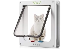 Ycozy Large Cat Doors Outer Size 9.9" x 9.3" 4-Way Locking Indoor Pet Door for Interior Exterior Door Wall Window, Weatherpro