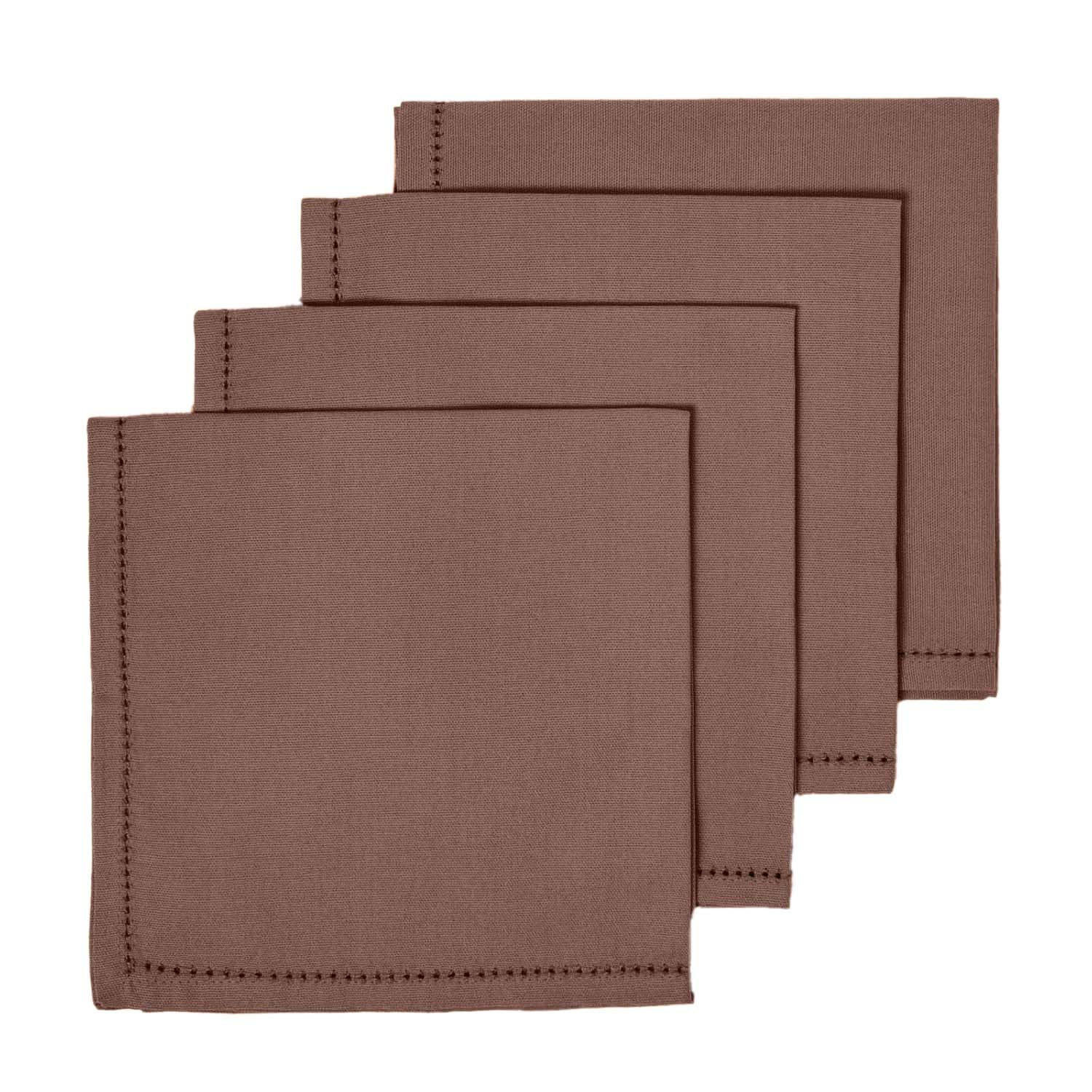HOMESCAPES Premium Brown Cloth Napkins, Set of 4, Handcrafted, Plain 100% Cotton Fabric Napkins, Washable & Reusable, Dinner Table Napkins for Parties, Events & Weddings - Chocolate Brown, 45 x 45cm