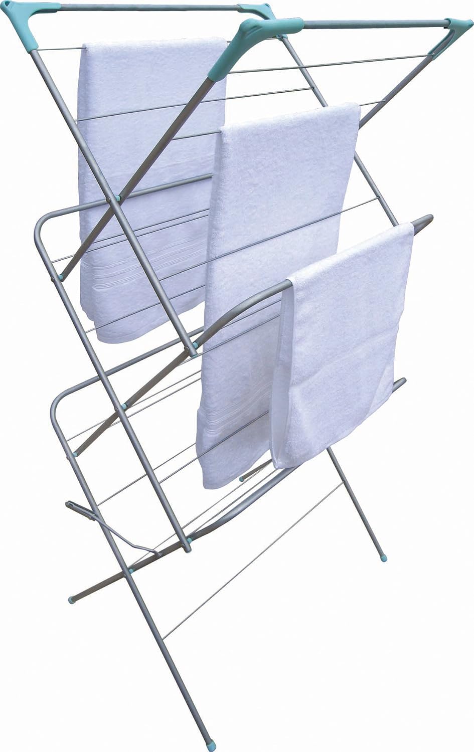Style Worx 3-Tier Airer with Non-Slip Feet and Heavy Duty Construction, Space Saving Function Folds Flat