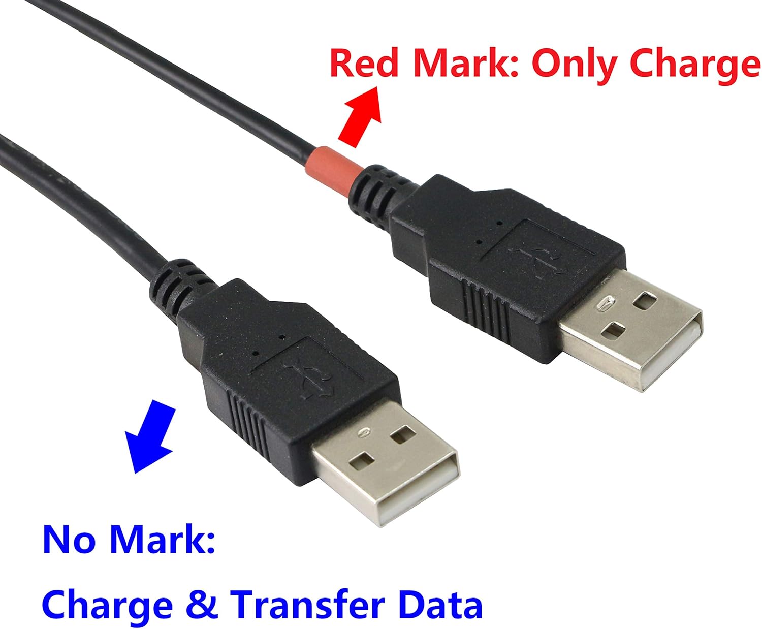 CERRXIAN USB 2.0 A Y Splitter Hub Adapter Cable, 1 Female to 2 Male Data Cable Extension (0.3M), Black,Red, (30CM) - Image 4