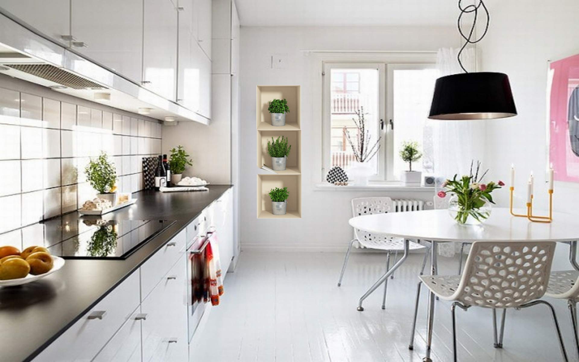 3D Adhesive Stickers | Herbs Wall Stickers - Adult Bedroom Wall Stickers - 3D Wall Stickers - Living Room Wall Decoration - Trompe L'Oeil Herbs Wall Stickers - 30 x 90 cm