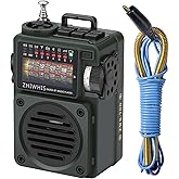 ZHIWHIS Shortwave Radio with Bluetooth, Portable Radio with Sleep Timer, Weather AM FM Shortwave Radios with Best Sound, Retro Analog Tuner with Preset, Rechargeable MP3 Player Support MicroSD Card