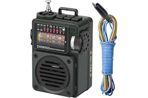 ZHIWHIS Shortwave Radio with Bluetooth and Sleep Timer, Weather AM FM SW Radios with NOAA Alerts, Retro Analog Tuner with Preset, Rechargeable MP3 Player with 6 EQ Support MicroSD Card ZWS-700