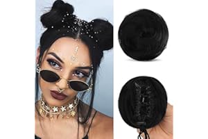 SOFEIYAN 2PCS Mini Claw Clip in Hair Bun Messy Cat Ears Hair Bun Extension Synthetic Donut Wig Accessory Updo Space Bun Hair 