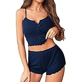 Avidlove Cami Short Set for Women Sexy 2 Piece PJ Sets Ribbed Lingerie Sleepwear Set Cute Nightwear with Bow