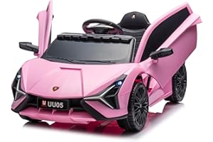 u URideon Ride on Car for Kids, 12V Electric Sports Car with Parent Remote Control,Battery Powered,Music (Light Pink)