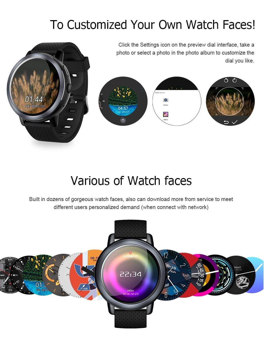 Amazon.com: LEMFO LEM8 4G Smart Watch + Headphones as Gift ...