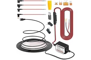 NUNET 15ft MicroUSB & MiniUSB Hardwire Kit with Mini/LP Mini/ATO/Micro2 Fuse, Micro to Mini/Type-C Adapters, Battery Drain Protection System, 15ft Length Cord for Dash Cameras