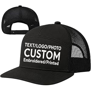 Custom Trucker Hat Bulk Printed/Embroidered Logo/Text/Image for Men Women | Customize Baseball Cap,7 Panel,Breathable Mesh,Li
