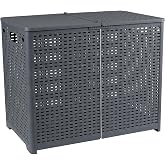 Xowine Double Laundry Baskets, Collapsible Laundry Hamper with Lids, Grey | Durbale Plastic, 2 Sections Laundry Bin, Collapsible Clothes Hamper for Bedroom, Laundry Room, Bathroom