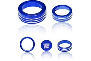 BORUIEN for Ford Maverick 2025 2026 Accessories Interior Decor Gear Shift 4WD Engine Start Stop Headlight Volume Radio Control Switch Center Consoles Knob Cover 5Pcs Aluminum Alloy (Blue, 2025-Up)