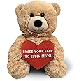 I Miss Your Face So Effin Much (Beige) 10 Inch Teddy Bear & Gift Bag - Funny Cute Stuffed Animal Plush for Girlfriend, Boyfri