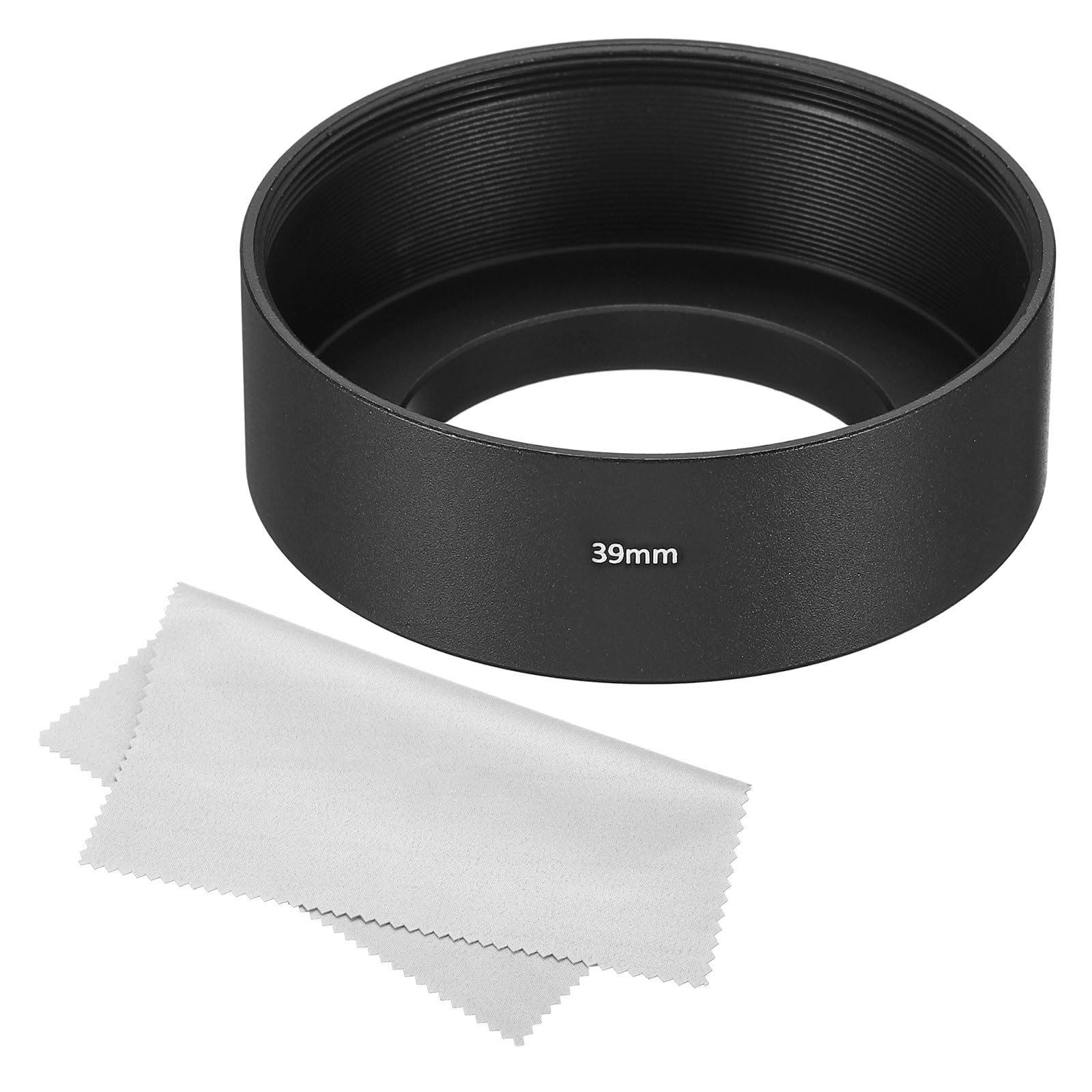 PATIKIL 39mm Lens Hood, Standard Focus Frosted Surface Anti-reflective Inside Hood with Cleaning Cloth for Camera Lens, Black for Nikon, for Fujifilm, for Pentax, for Leica