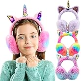 Geyoga 4 Pcs Kids Ear Muffs Cat Ear Winter Earmuffs for Kids Boys Girls Warmer Fluffy Cozy Cute, 4 Colors