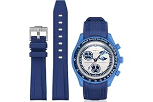 BONACE Bands for Moonswatch Watch,Curved SIlicone Strap Compatible with Omega X Swatch 20mm Watch,Swatch Omega Moonswatch Speedmaster Watch Replacement No Gap Strap Men Women