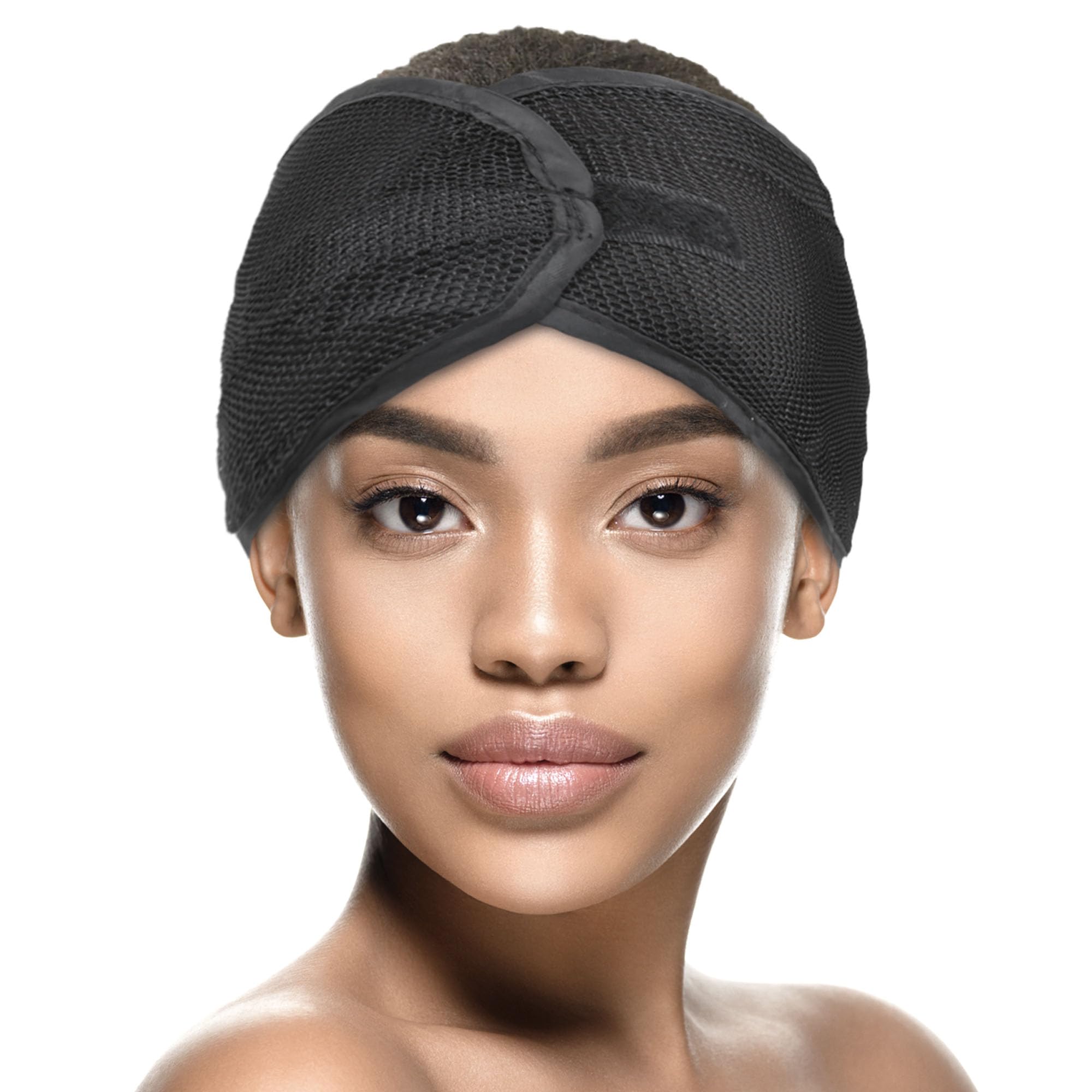 DONNA Satin & Mesh Wrap 2PCS Set – Breathable Adjustable Hair Wraps for Women, Soft Satin and Cool Mesh Fabric with Adjustable Closure, Gentle Hair Protection for Sleeping or Daily Use, Black