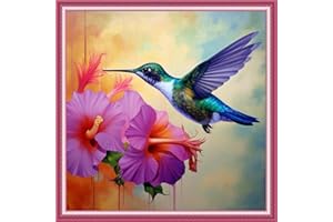 Joyhoor Cross Stitch Kits for Beginners Stamped Cross-Stitch Supplies Needlework preprint Embroidery Kits for Adults DIY Needlepoint Kits Embroidery Patterns 11CT-Hummingbird Flowers 18.x18 inch