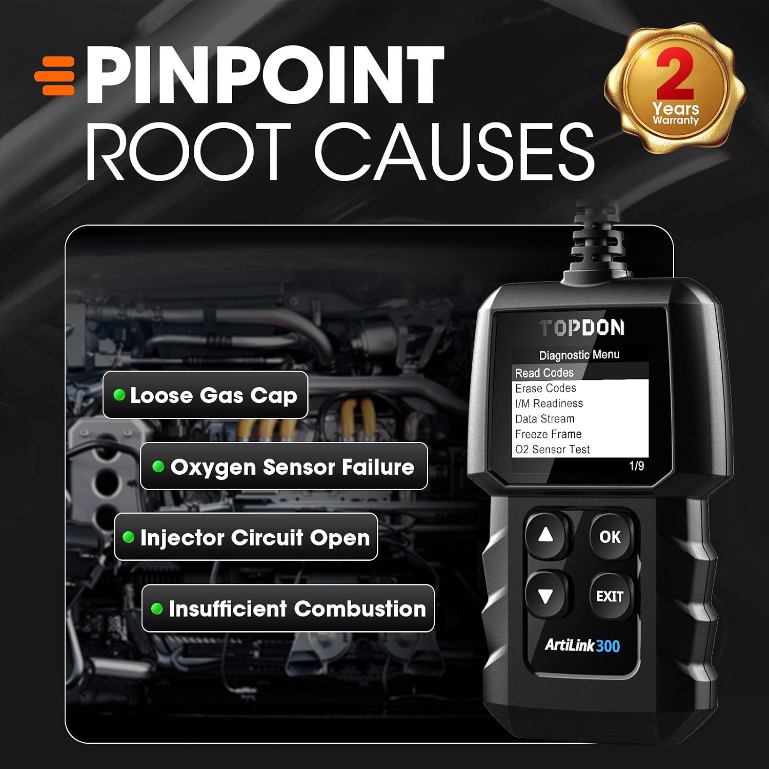 TOPDON AL300, OBD2 Scanner Code Reader, car Auto Diagnostic Tool with Full OBD2 Functions - Image 3