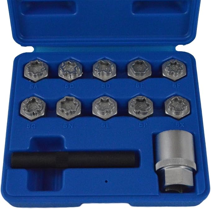 Tool Hub 9882 Mercedes Master Locking Wheel Nut Key Set 12 Pieces For