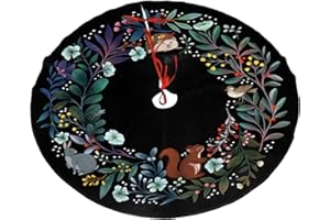SUBVCIK Forest Wreath Christmas Tree Skirt 48" for Xmas Holiday New Year Party Circle Tree Mat Ornaments Decoration