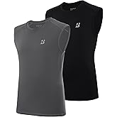 Roadbox Boys Sleeveless Compression Shirts, Youth Quick-Dry Football Undershirt, Athletic Tank Tops for Basketball Sports