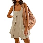 KEEDONE Women Summer Mini Romper Loose Draped Shift Fit Sleeveless Shorts Overalls Jumpsuit with Pockets 2025 Clothes