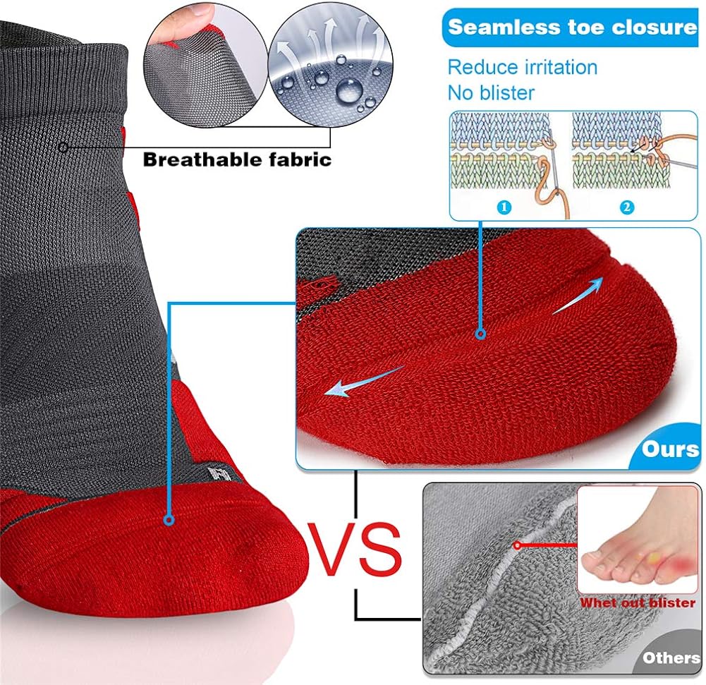 No Show Running Athletic Anti-Blister Wicking Coolmax Socks, Seamless Anti-odor: Clothing
