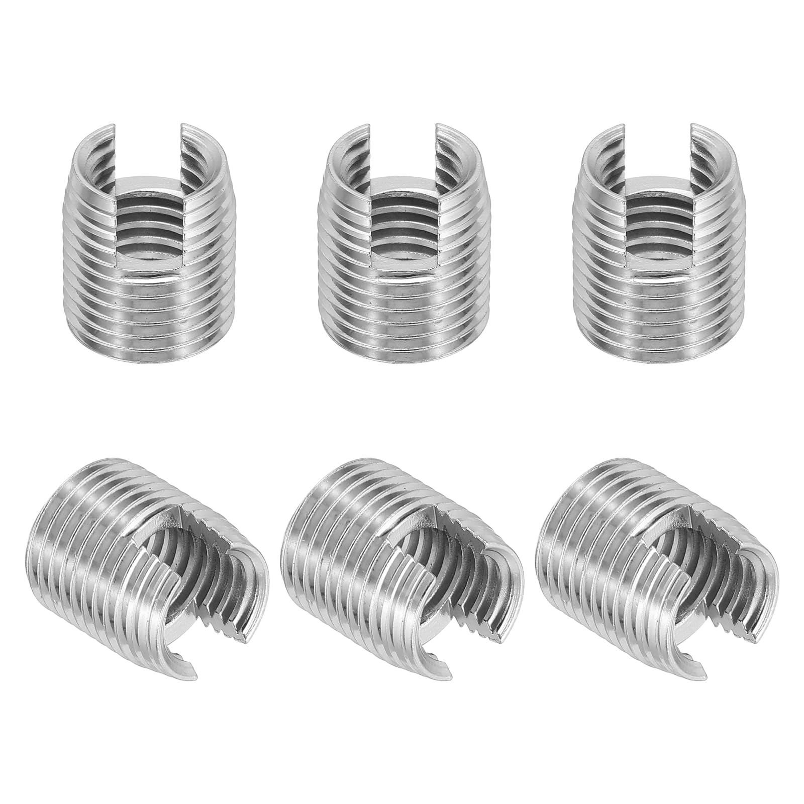 PATIKIL Self-Tapping Threaded Inserts, 6 Pcs M12 x M16 x 18mm 303 Stainless Steel Thread Adapter Reducer Slotted Screw Repair Inserts Nuts Sleeve