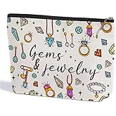 Gems & Jewelry Makeup Bag, Portable Pouch Purse Travel Essentials Organizer Cosmetic Bags for Women, Roomy Travel Makeup Toiletries Accessories, Christmas Birthday Gifts for Women