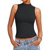GKBK Womens Double Lined Tank Tops Mock Turtleneck Slim Fitted Layering Tops High Neck Dressy Casual Sleeveless Shirts