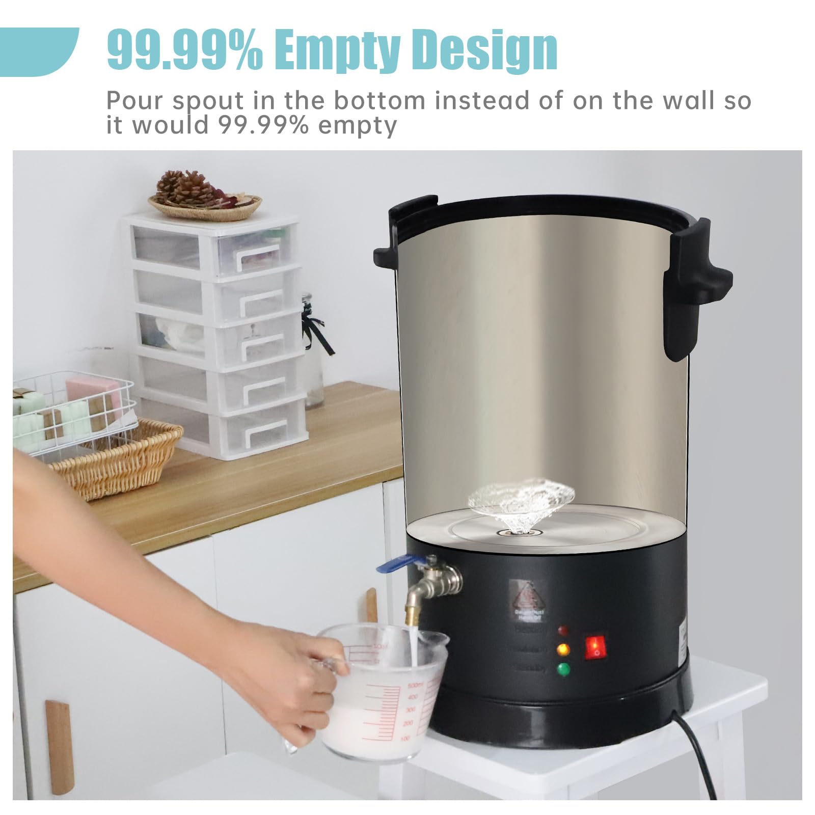 FAST MELT 24Lbs Soap Melter for Soap Making - Electric Soap Base Melting Pot Large Capacity with Heating Spout, Automatic Operation for Soap Business Easy Clean Fast Melting