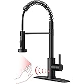FORIOUS Touchless Kitchen Faucet Black, Smart Motion Sensor Spring Sink Faucet with Pull Down Sprayer Commercial Contemporary Hands-Free for Pot Filler, Farmhouse Camper Laundry Camper