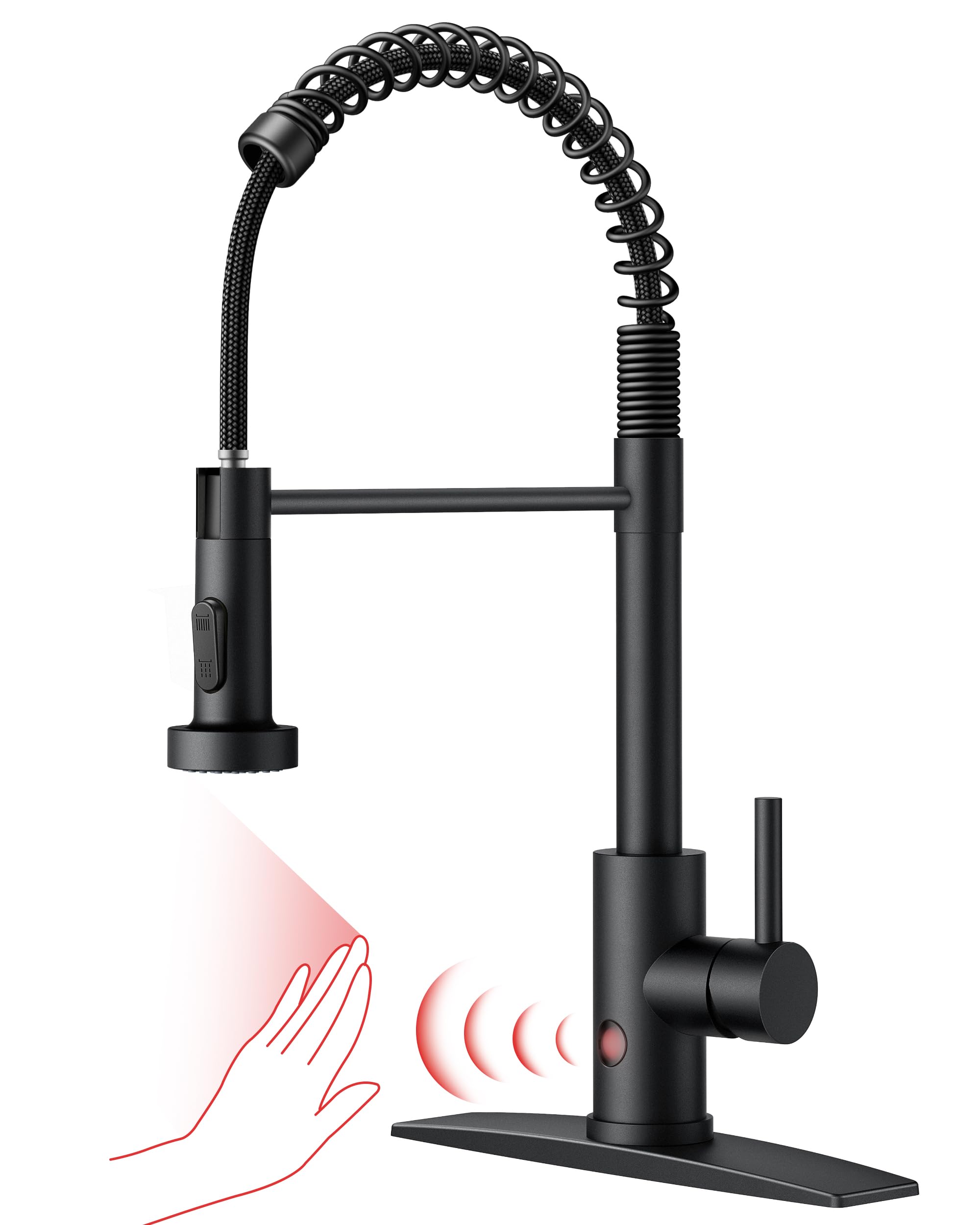 Photo 1 of FORIOUS Touchless Kitchen Faucet Black, Smart Motion Sensor Spring Sink Faucet with Pull Down Sprayer Commercial Contemporary Hands-Free for Pot Filler, Farmhouse Camper Laundry Camper