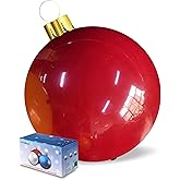 Inflatable Christmas Ornaments, 18" or 25" Oversized Outdoor Christmas Ball Ornaments, Holiday Yard Christmas Tree Decorations, Indoor and Outdoor Decoration Balls (18 inch, Coral Red)