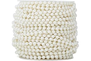 Rytenz Pearls String Bead, Ivory Color Faux Pearl Beads Roll Strand for Wedding Party Christmas Tree and Flowers Decorations Garland DIY Crafts (6mm- 81 Feet)