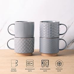 GBHOME 15OZ Stackable Coffee Mugs, Ceramic Coffee