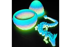 TBOLINE 12" 3D Printed Dragon Egg, Cool 3D Printer Articulated Crystal Dragon Toy for Boys Kid Teen, Animals Fidget Toy Dinosaur Eggs for 5-7 4-6 8-12 Year Old Boys Kid Girls