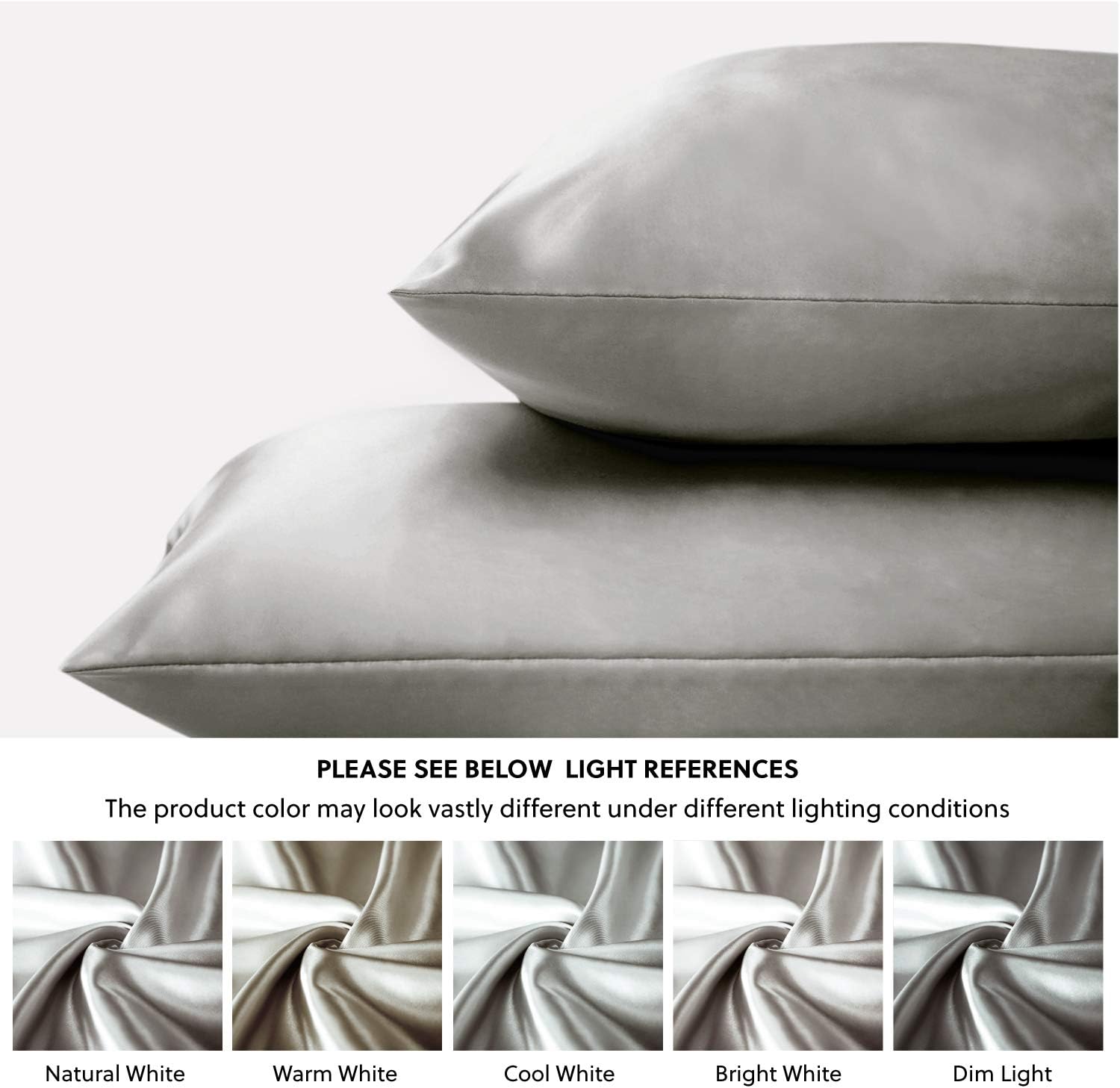 Bedsure Satin Pillowcase for Hair and Skin, 2-Pack - Queen Size (20x30 inches) Pillow Cases - Satin Pillow Covers with Envelope Closure, Silver Grey: Home & Kitchen