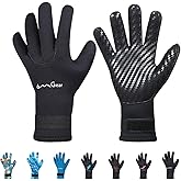 OMGear Neoprene Gloves Diving Wetsuit Gloves 3mm Flexible Thermal with Adjustable Waist Strap for Snorkeling Scuba Diving Surfing Kayaking Rafting Spearfishing Sailing