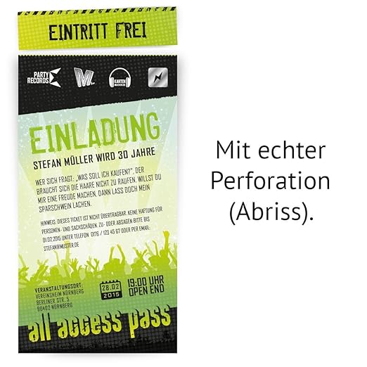 Biglietti D Invito Compleanno Come Una Carta Concerto