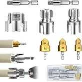 3PCS PVC Pipe Threader Tool Kit-1/2" 3/4" 1" Dual-Function Integrated Internal &amp; External Pipe Threading Tool for Water Pipe,Drill Compatible Threading Tool for Pipe Projects and Home Repairs