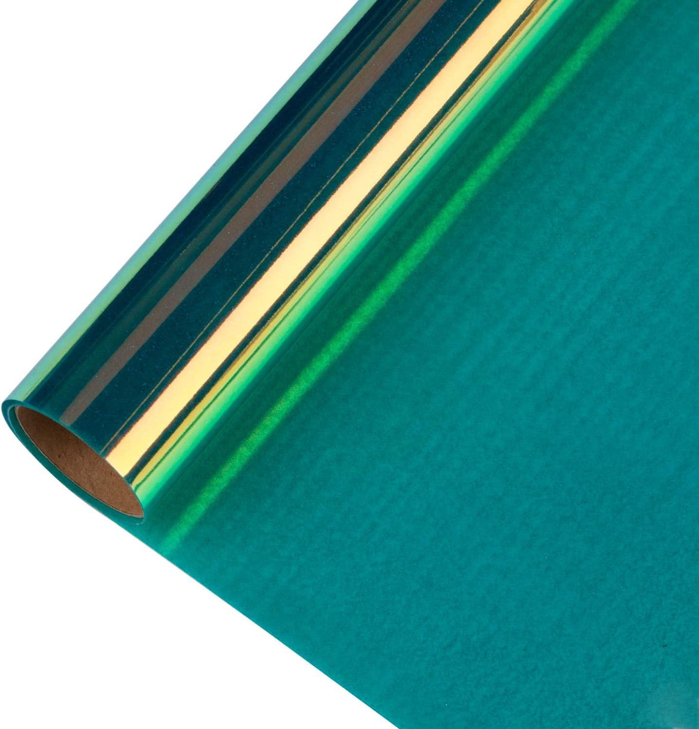 MAYPLUSS Heat Transfer Vinyl Roll - Metallic Iridescent Foil Easy to Weed Iron on HTV for T-Shirts, Craft Garment Heat Press - 19.6 x 12 inch - Jade
