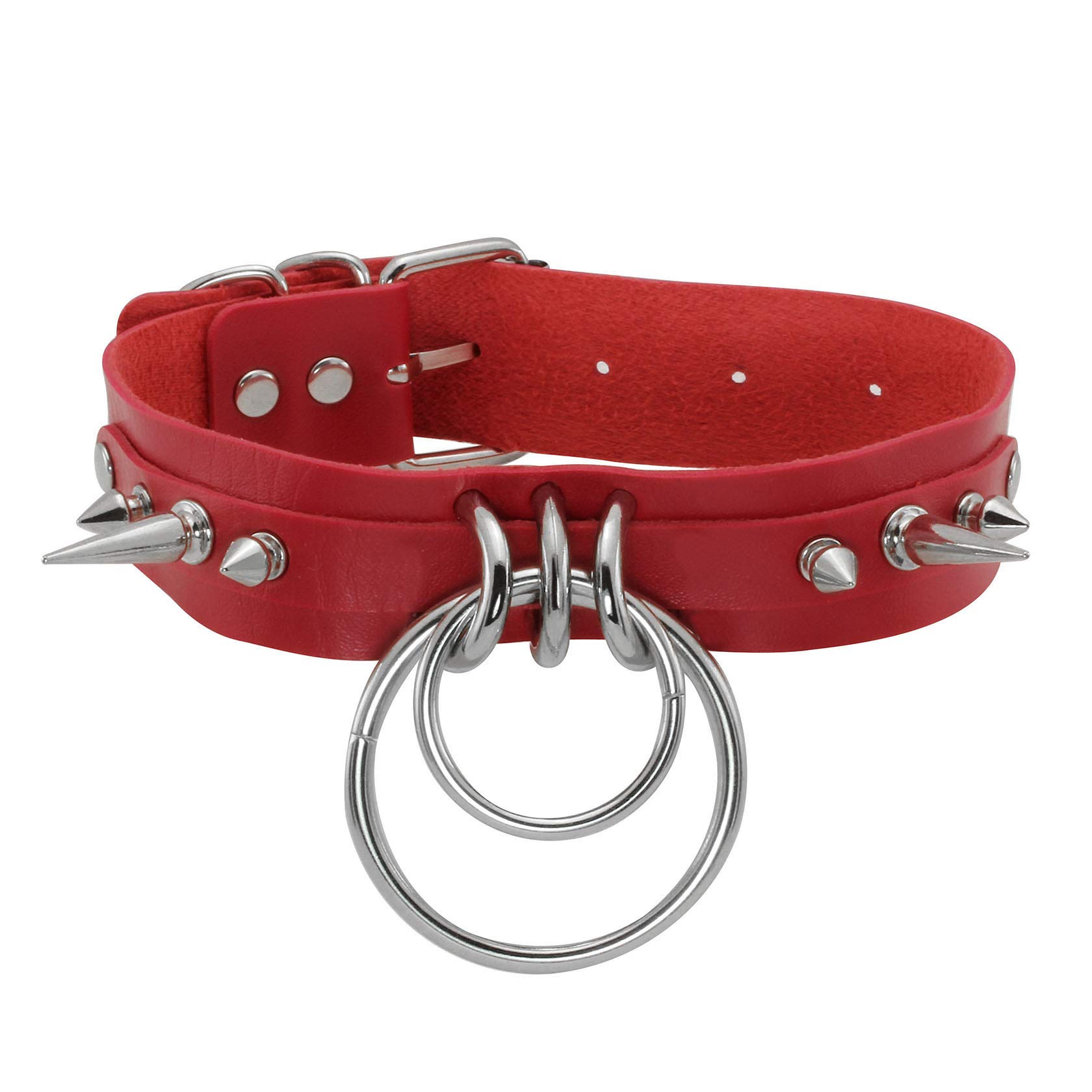 MILAKOO Red Leather Choker for Women Cyberpunk Rave Hip-hop Collar Choker Necklace Spiked Studded Chokers — image 1