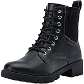 Vepose Women's 916 Ankle Boots, Combat Lace up Short Booties with Inside Zipper