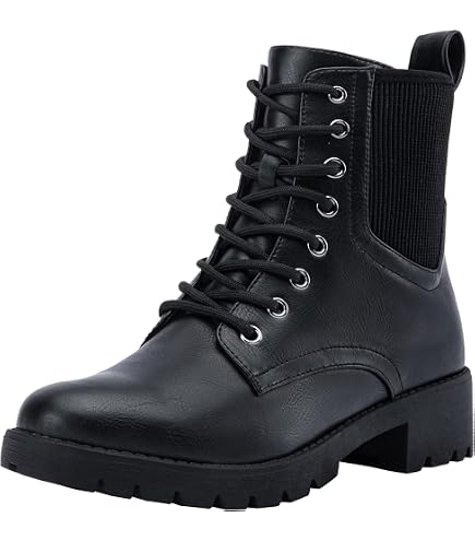 Amazon.com | Women's Black Rivet Studded Buckle Strap Ankle Boots