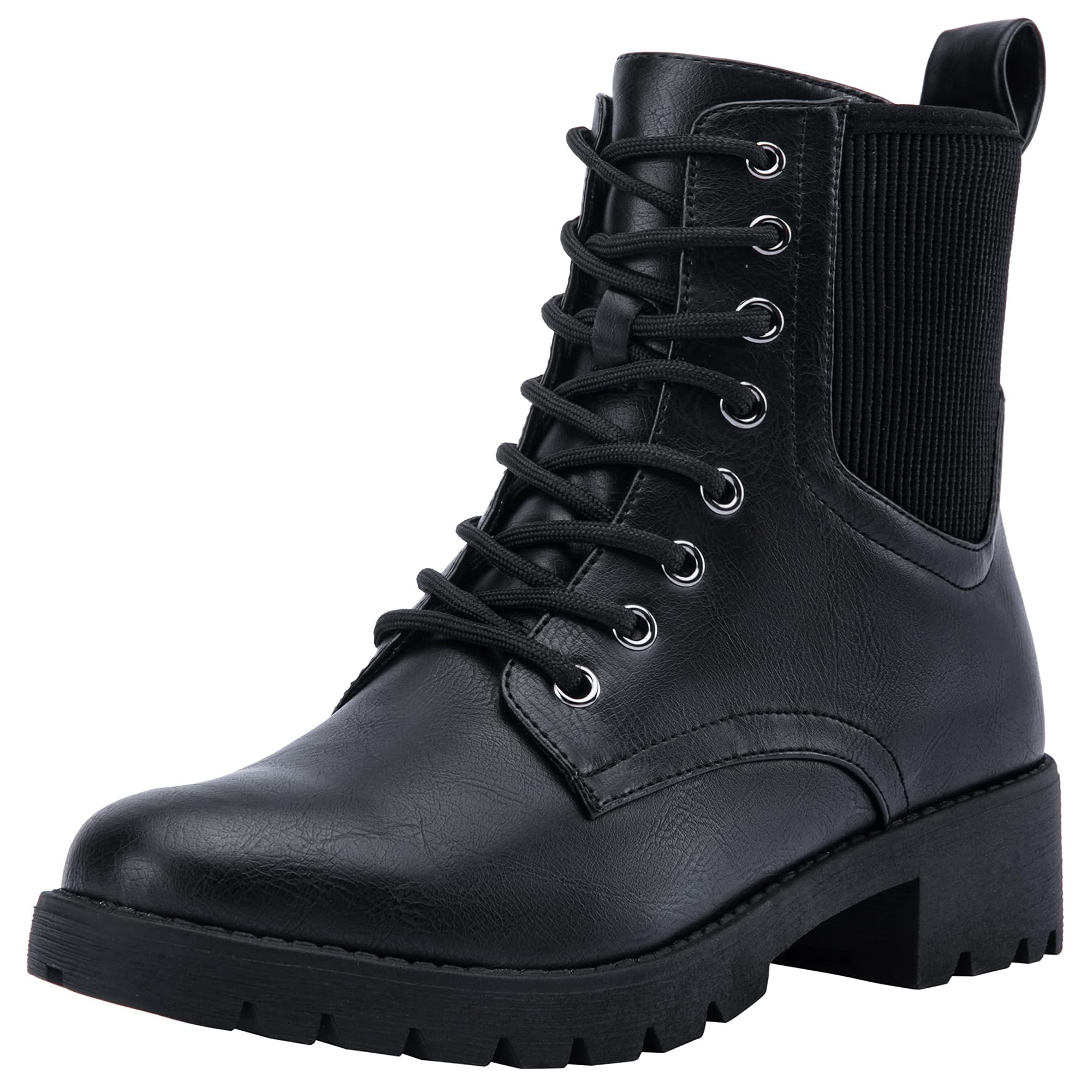 Photo 1 of Vepose Women's Black Ankle Boots, Combat Lace up Booties, 916 Size 9.5 US - with Inner Zipper and Elastic Band (CJY916 Black 09.5)